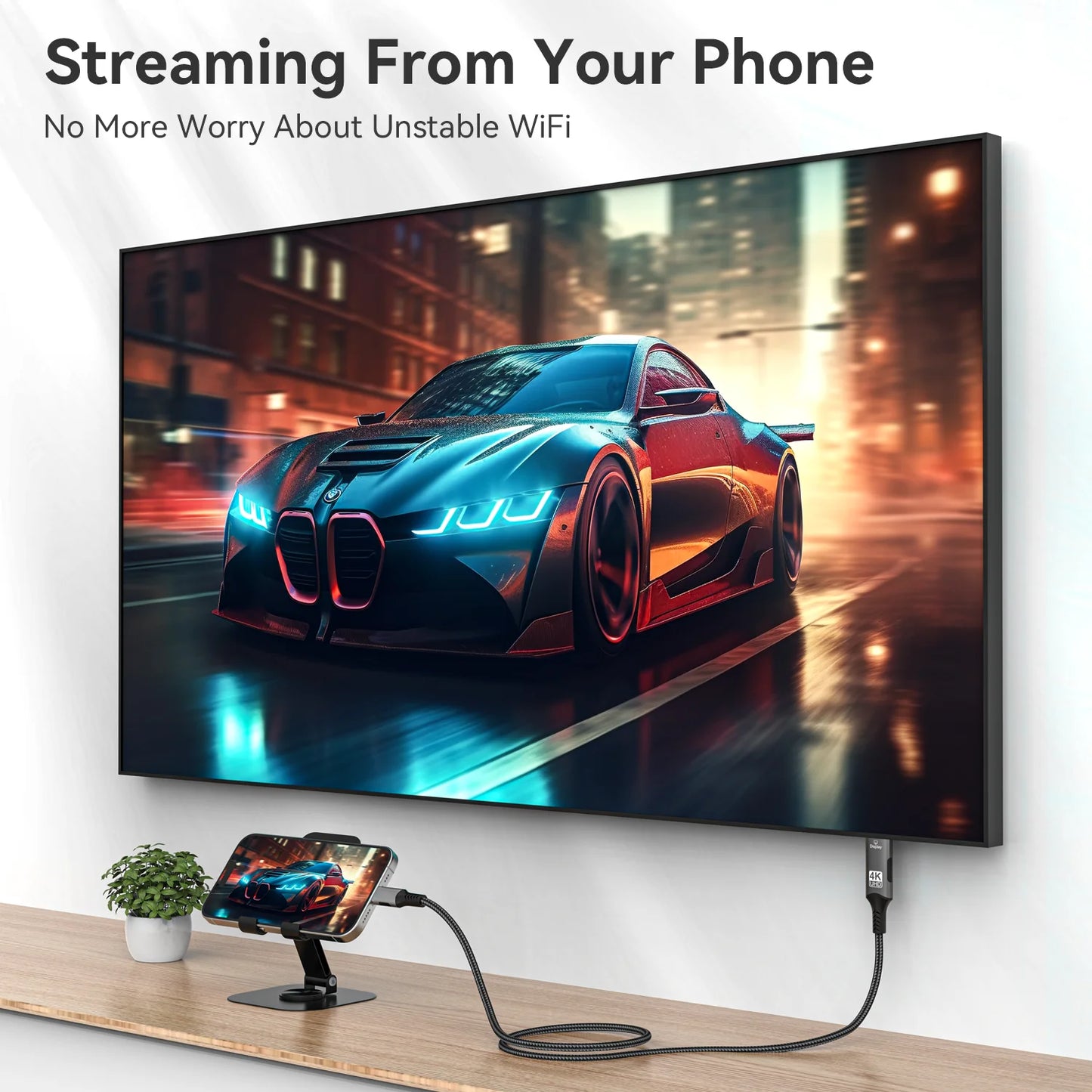 Type-C to HDMI 4K@60Hz HD Video Conversion Cable Same Screen Cable TV Computer Screen Projection Cable for iPhone16/15 MacBook