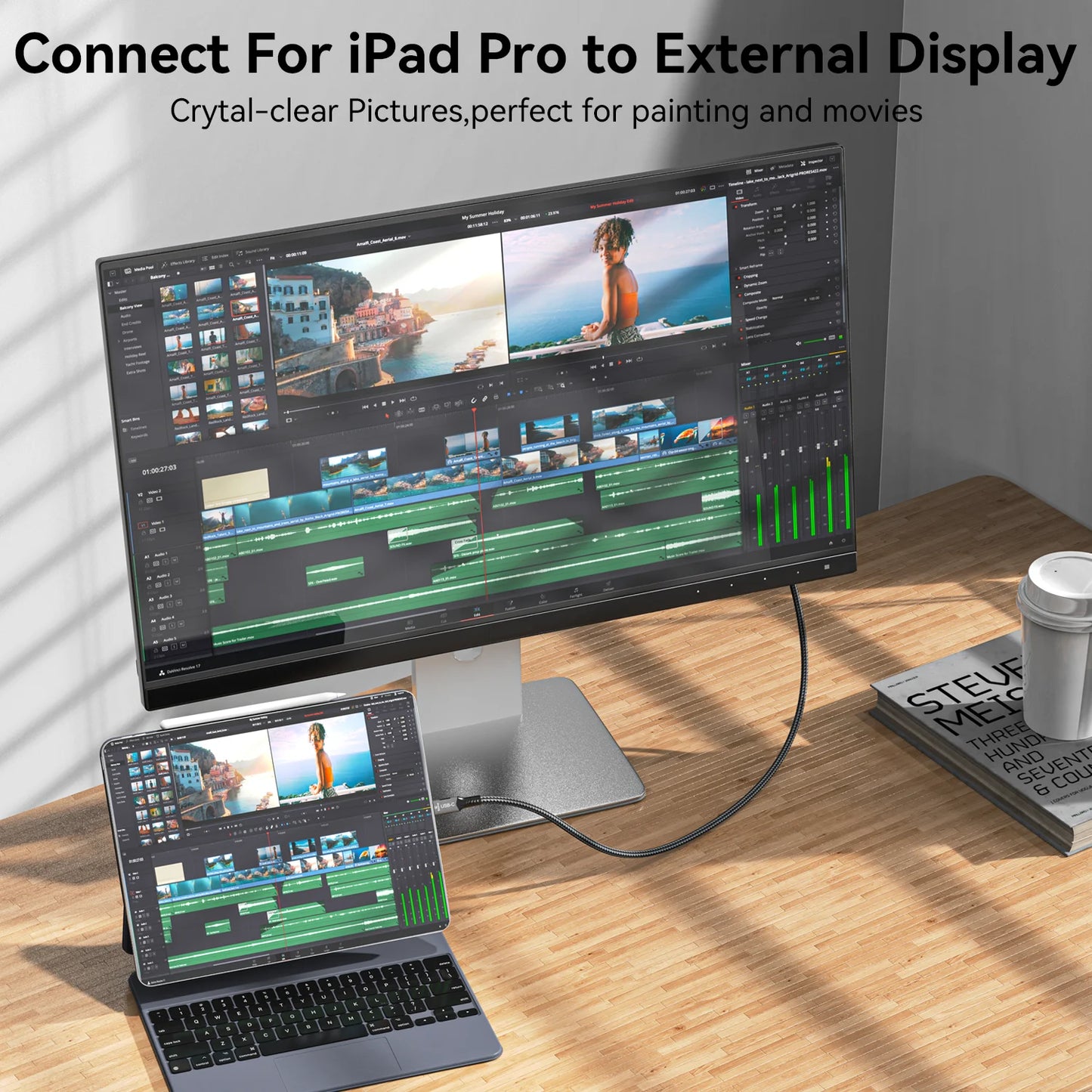 Type-C to HDMI 4K@60Hz HD Video Conversion Cable Same Screen Cable TV Computer Screen Projection Cable for iPhone16/15 MacBook