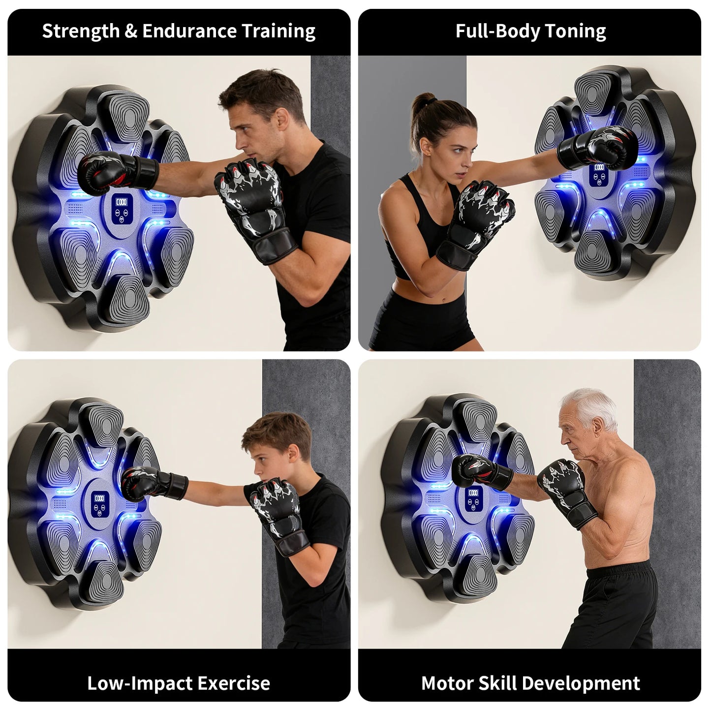 Music Boxing Machine for Adults and Kids, Smart Bluetooth Boxing Training Equipment with Gloves for Home,Office and Gym