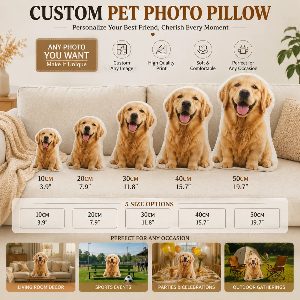 Coussin Personnalisé 3D — Portrait de Votre Animal